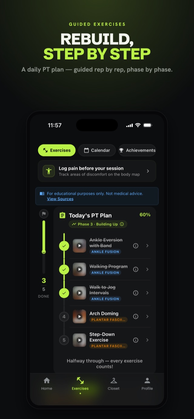 Daily guided exercises with video demonstrations